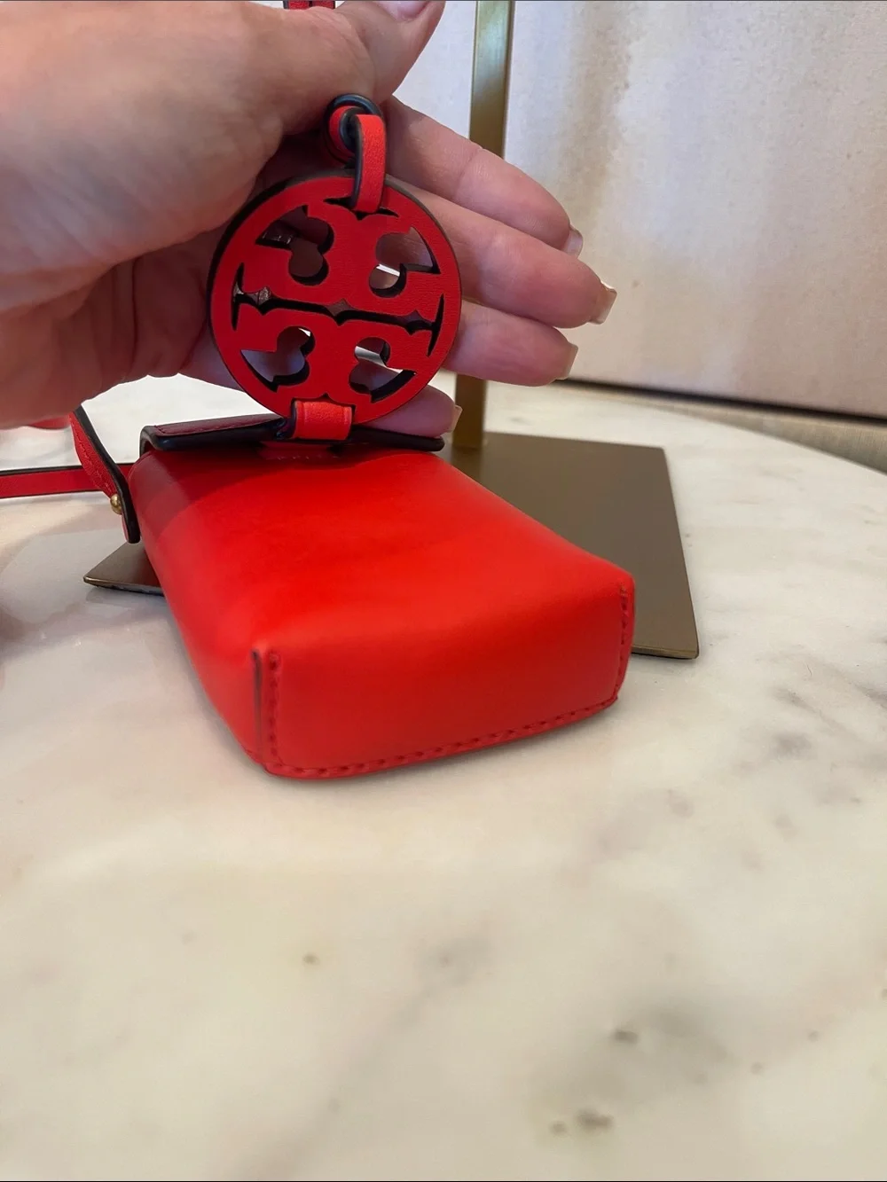 Tory Burch Mini Red Leather Circlescut Crossbody Pouch